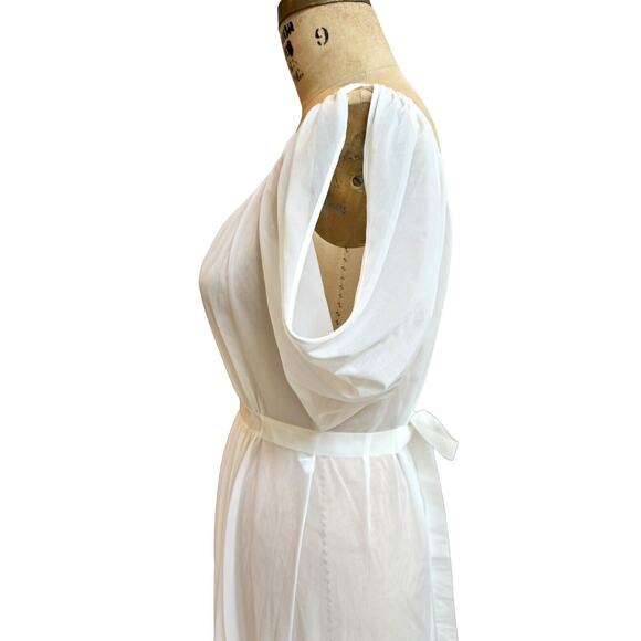 VTG Nylon Tricot VANITY FAIR WHITE Sheer SWEEP Nightgown Sz M - Picture 5 of 7